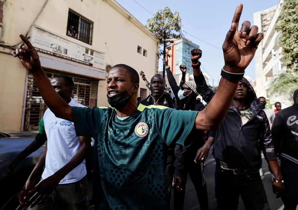 Des manifestants senegalais, a dakar