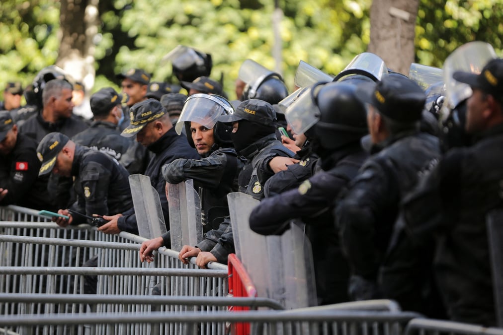 Manifestation contre le president tunisien saied a l'occasion de l'anniversaire du soulevement de 2011, a tunis.