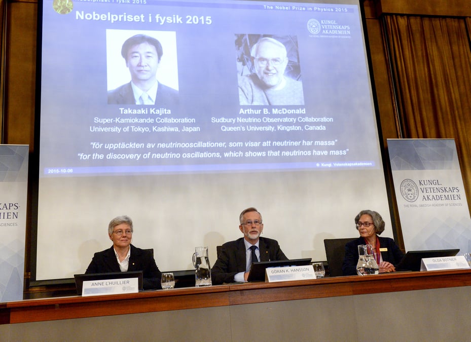 Le nobel de physique recompense une decouverte sur les neutrinos