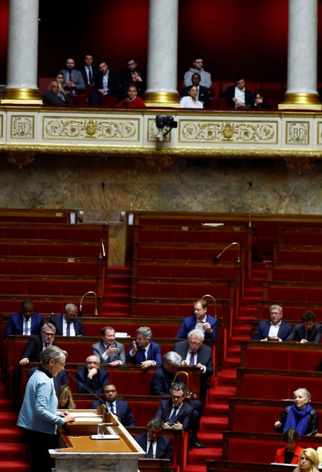 Vote de defiance sur la reforme des retraites a l'assemblee nationale a paris