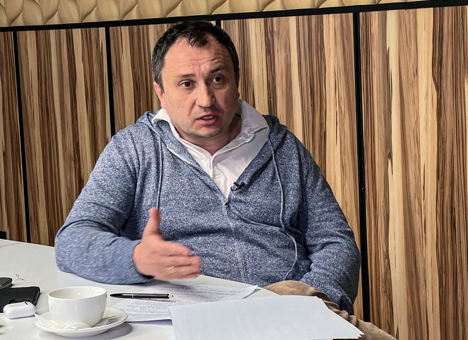 Le ministre ukrainien de l'agriculture, m. solsky, participe a une interview avec reuters a kiev
