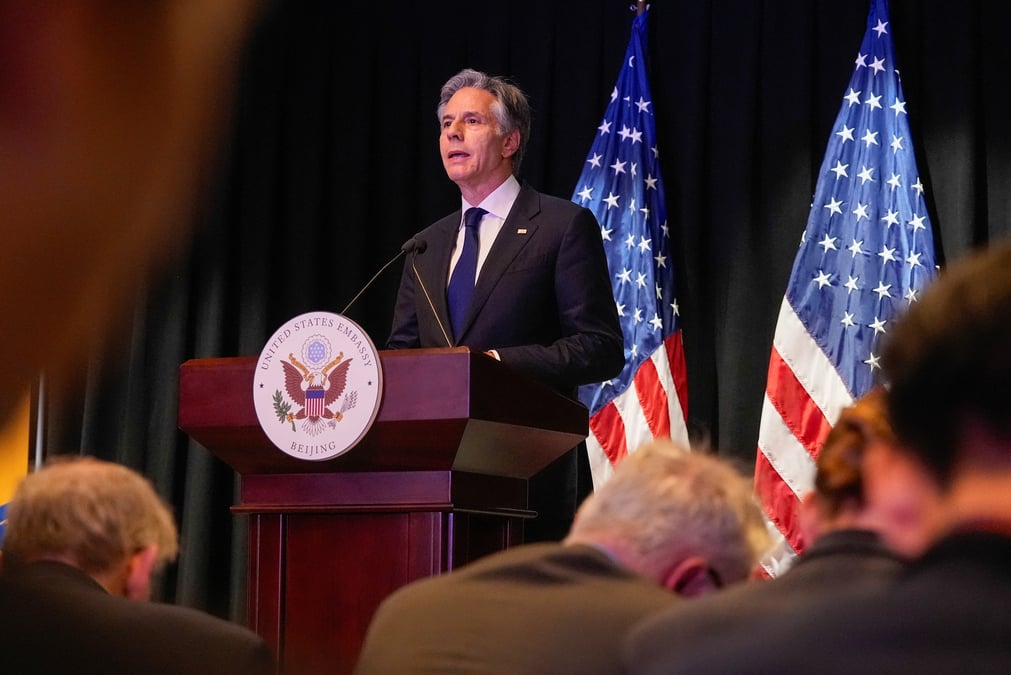Le secretaire d'etat americain antony blinken en visite en chine