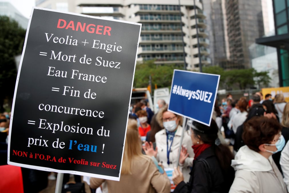 Suez, fusion, Veolia, Engie, OPA, manifestations
