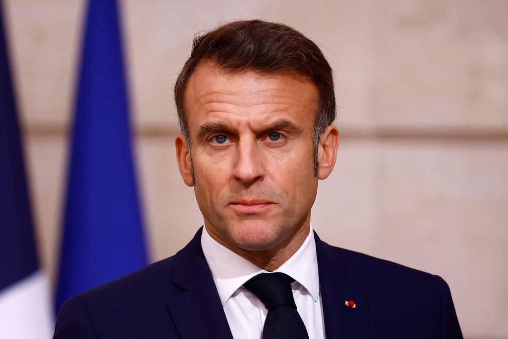 Le president francais emmanuel macronlors d'une declaration a la presse