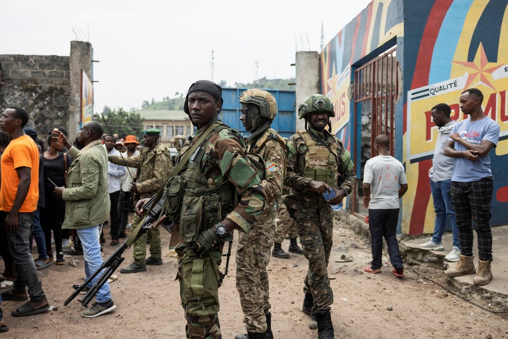 Des rebelles du M23 lors de leur entrée dans Goma, capitale du Kivu, en janvier 2025.