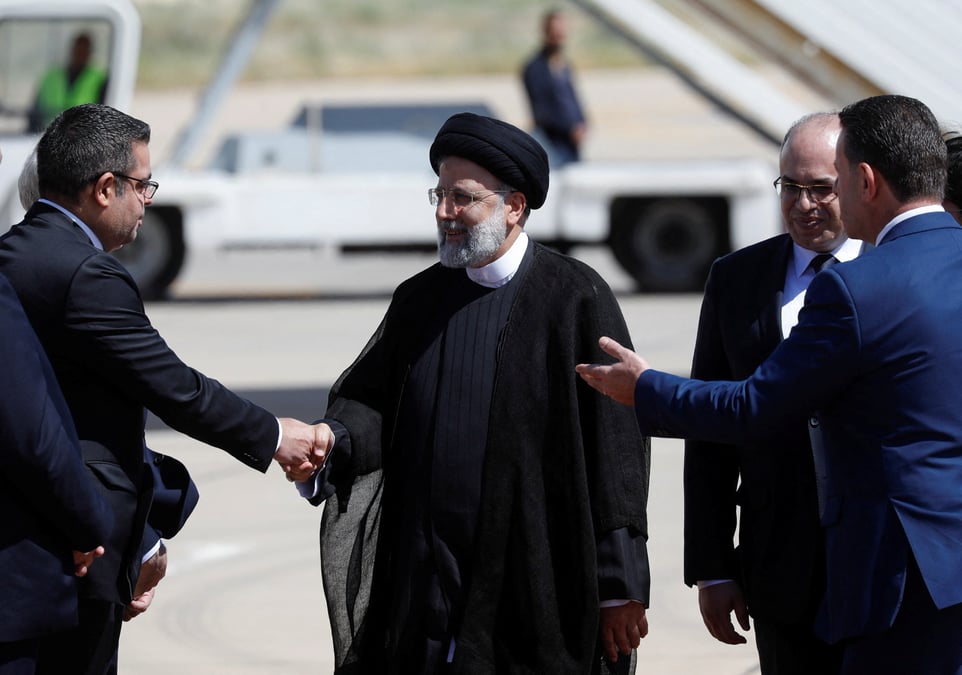 Le president iranian ebrahim raissi a son arrivee a damas
