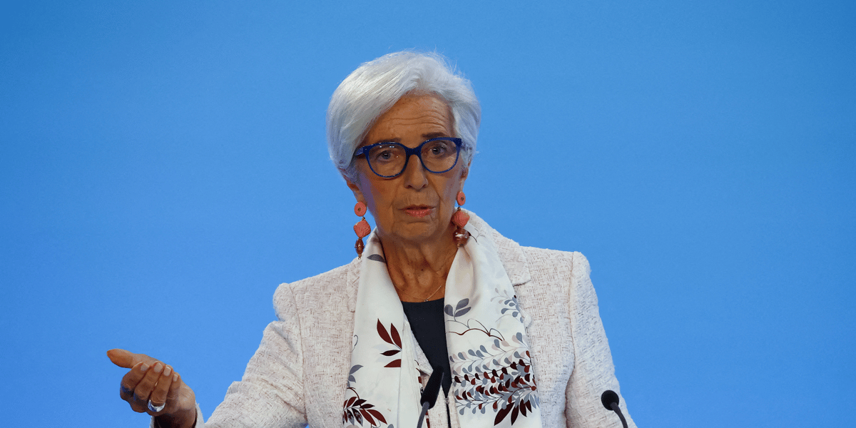 Christine lagarde, presidente de la bce, lors d'une conference de presse a francfort