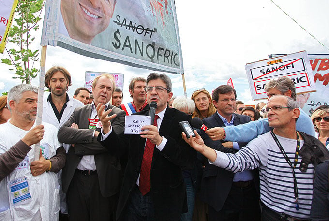 Jean-Luc Mélenchon vient à Toulouse soutenir les Sanofi