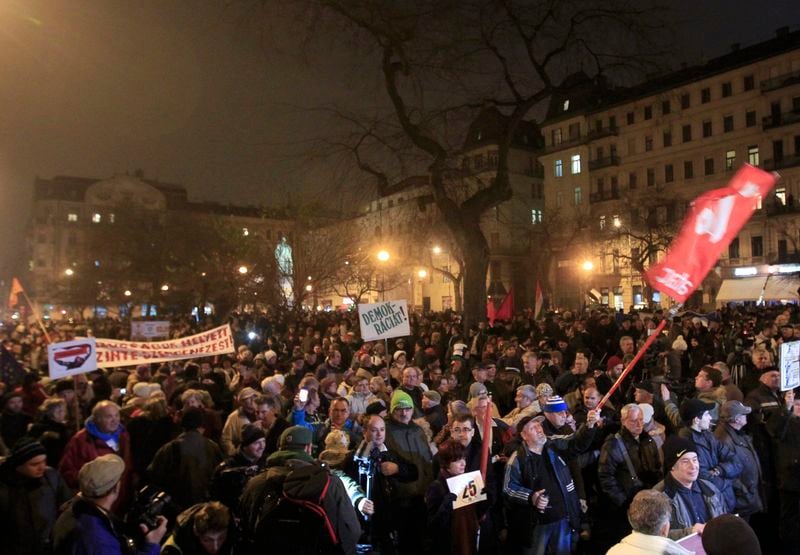 Manifestation à Budapest contre la politique de Viktor Orban