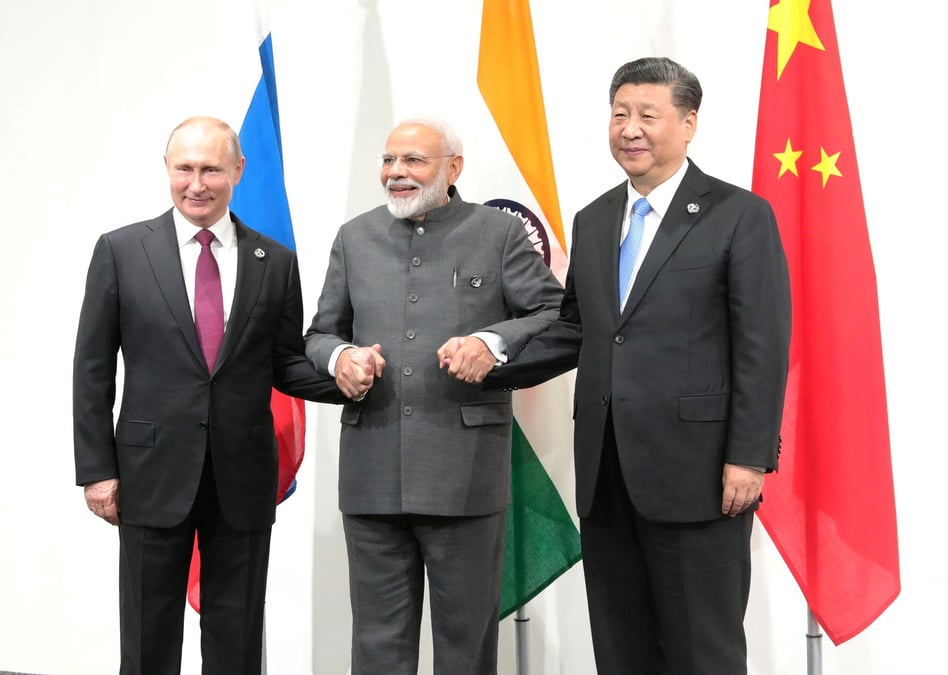 Vladimir poutine, narendra modi et xi jinping en marge du g20 a osaka, japon