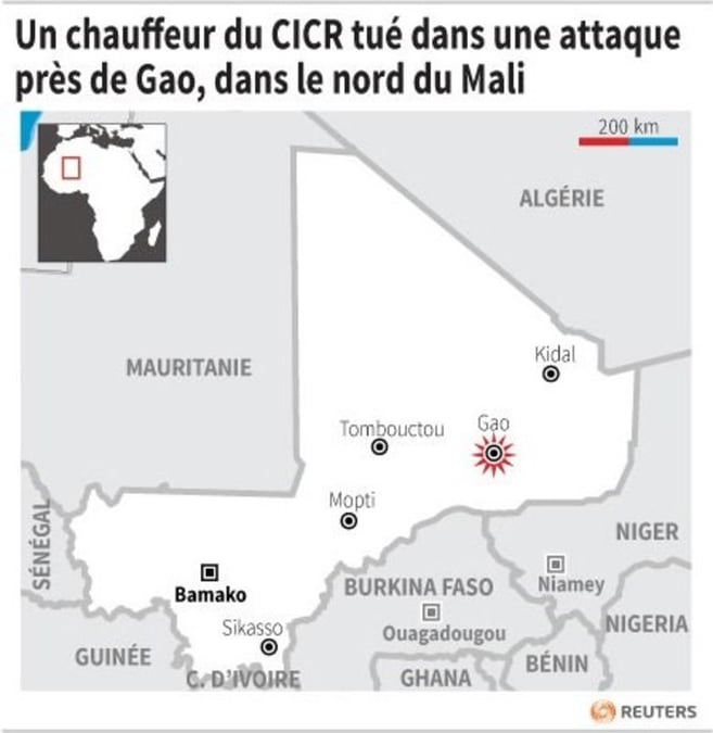 Un chauffeur du cicr tue dans une attaque pres de gao, dans le nord du mali
