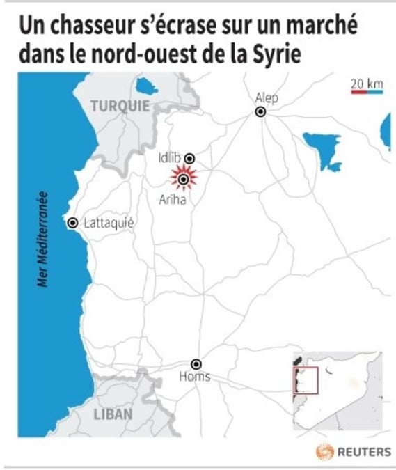 Un chasseur s'ecrase sur un marche en syrie