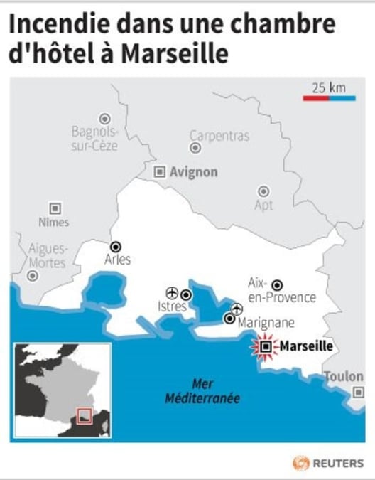 Incendie dans une chambre d'hotel a marseille