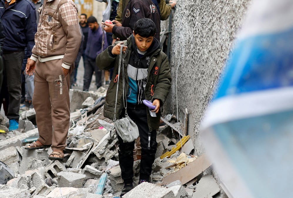 Le site d'une frappe israelienne, a rafah, dans le sud de la bande de gaza