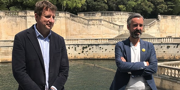 Yannick Jadot et Antoine Maurice à Nîmes, le 4 mai 2021