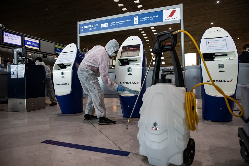 Outbreak of the coronavirus disease (covid-19), in roissy near paris