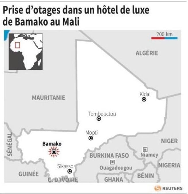 Prise d'otages dans un hotel de luxe de bamako au mali