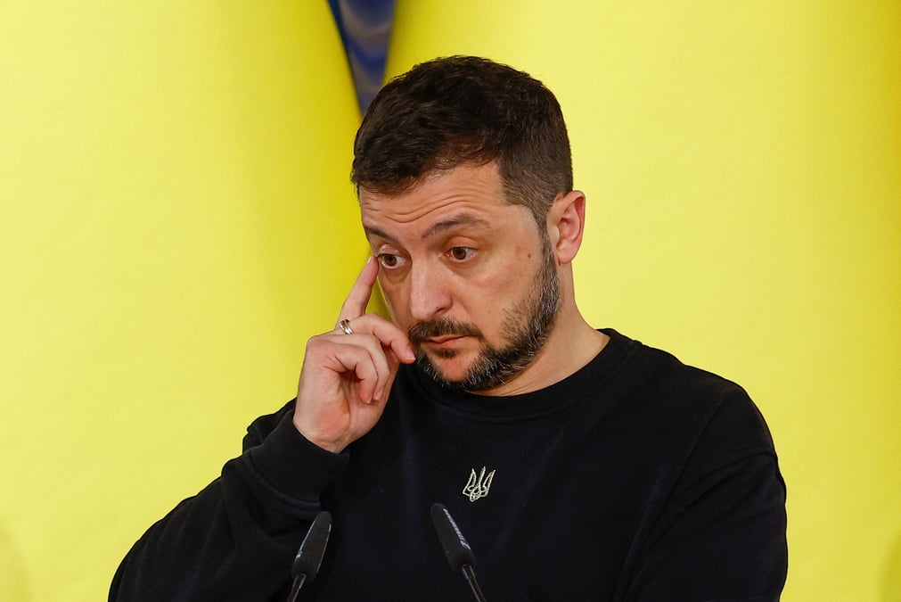 Volodymyr zelenskiy assiste a une conference de presse a kyiv