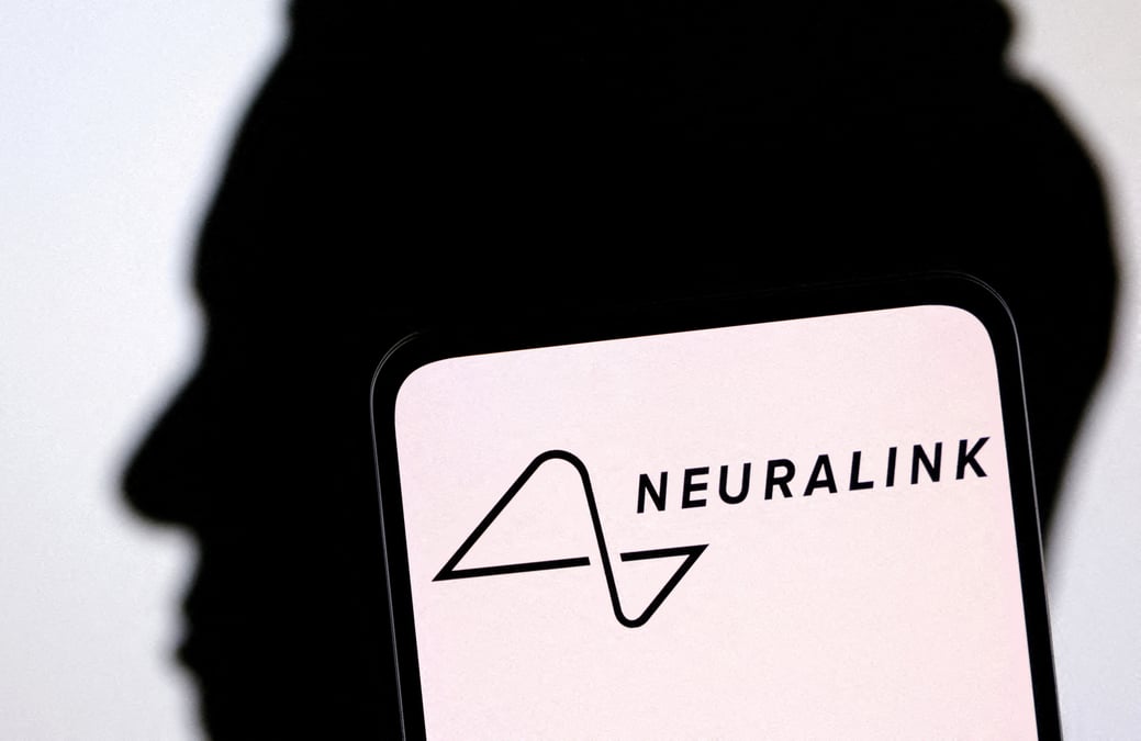 Illustration du logo neuralink et de la silhouette d'elon musk