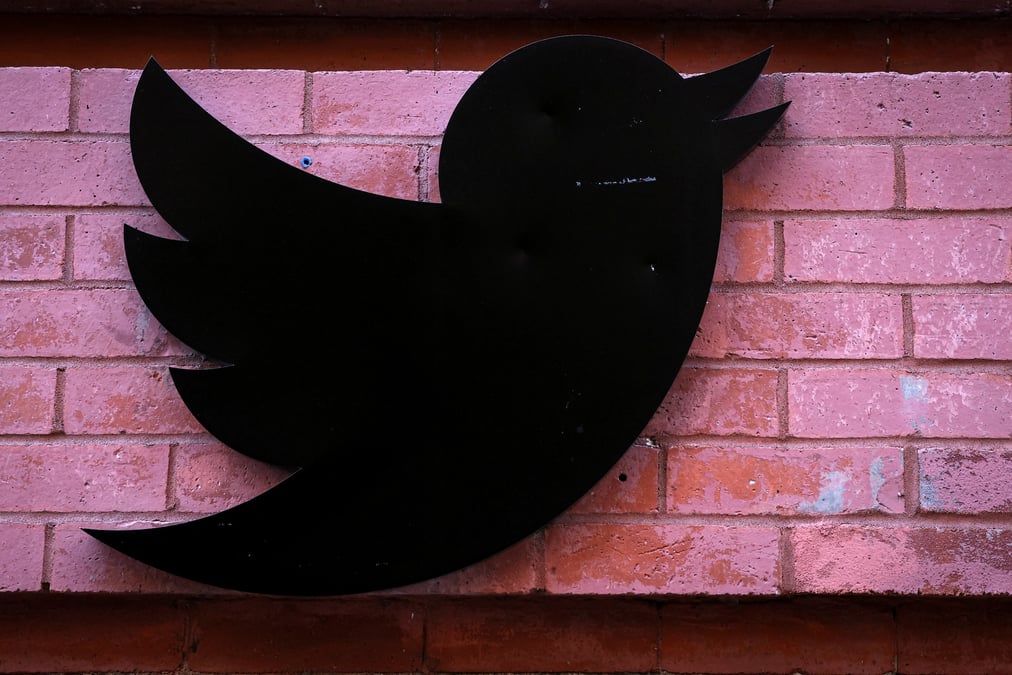 Le logo twitter a new york, etats-unis