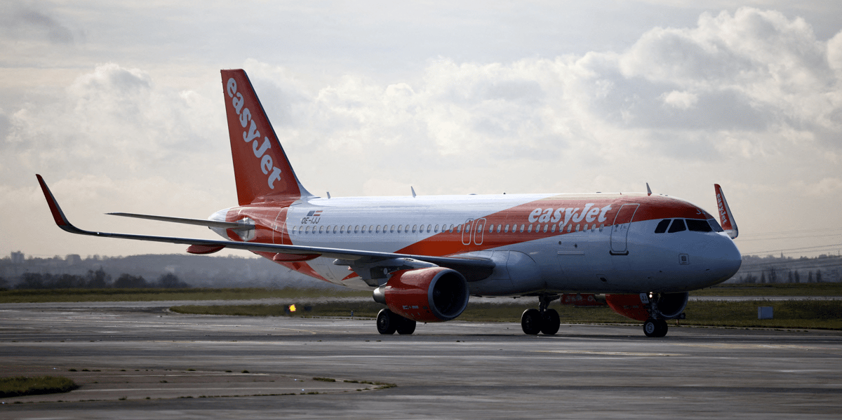 Un avion d'easyjet decolle de l'aeroport paris charles de gaulle, en france