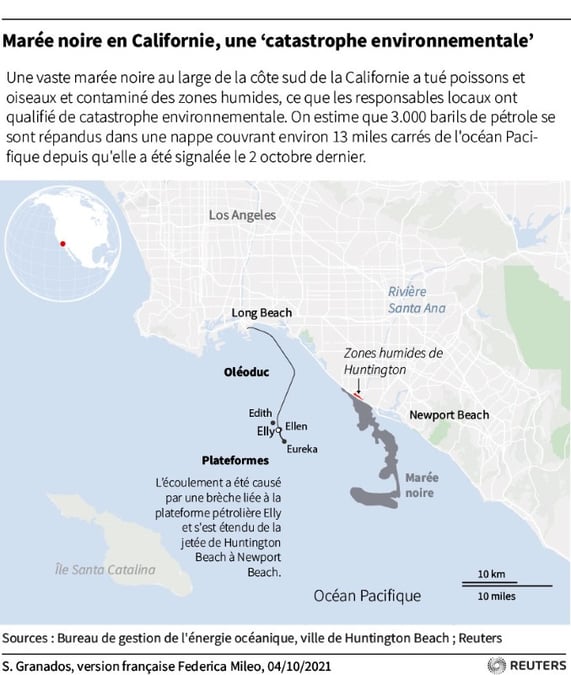 Maree noire en californie, une ‘catastrophe environnementale’