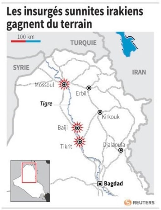 Les djihadistes de l'EIIL progressent vers Bagdad
