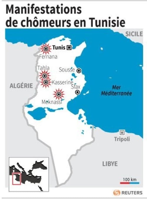 Manifestations de chomeurs en tunisie