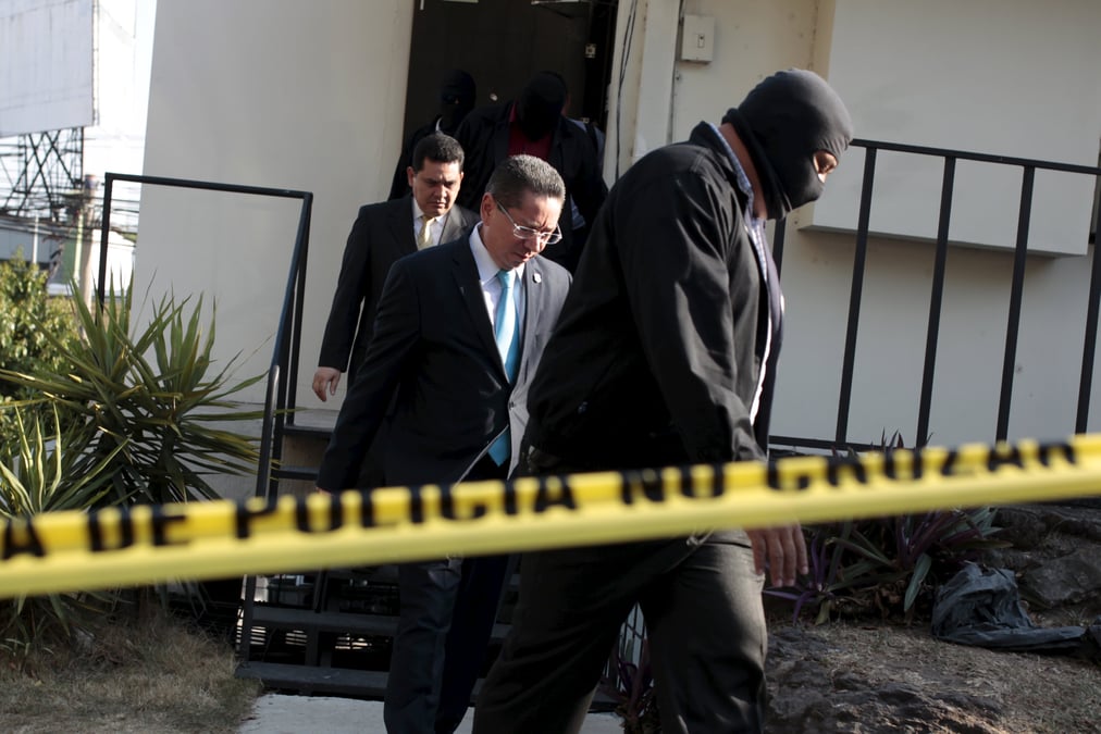El salvador attorney general douglas melendez walks out of the mossack fonseca offices in san salvador
