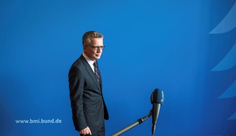 German interior minister thomas de maiziere arrives for a statement in berlin