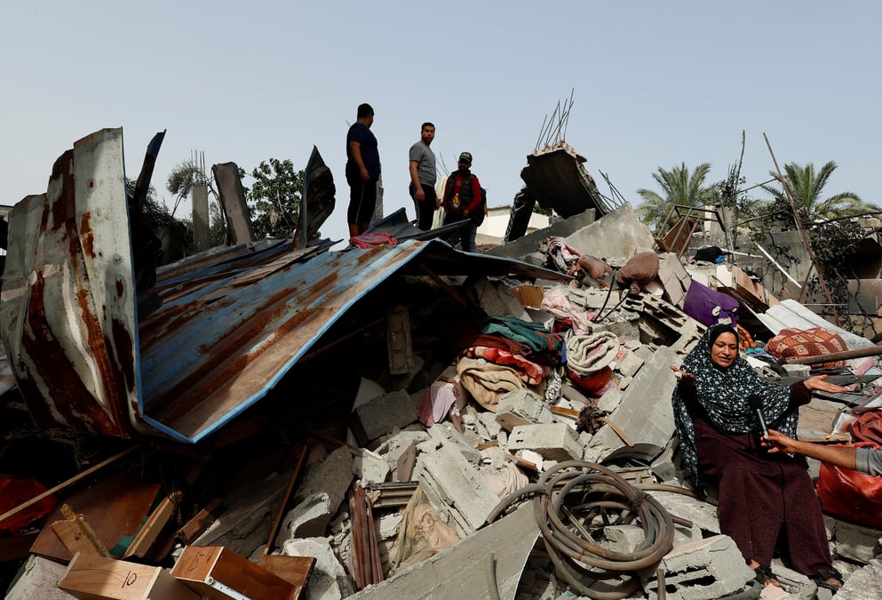 Vue des consequences des frappes israeliennes dans le nord de la bande de gaza