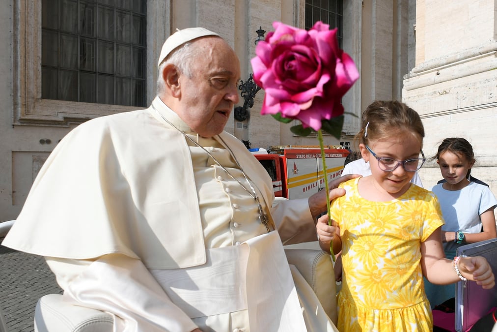 Le pape francois lors de son audience hebdomaire au vatican