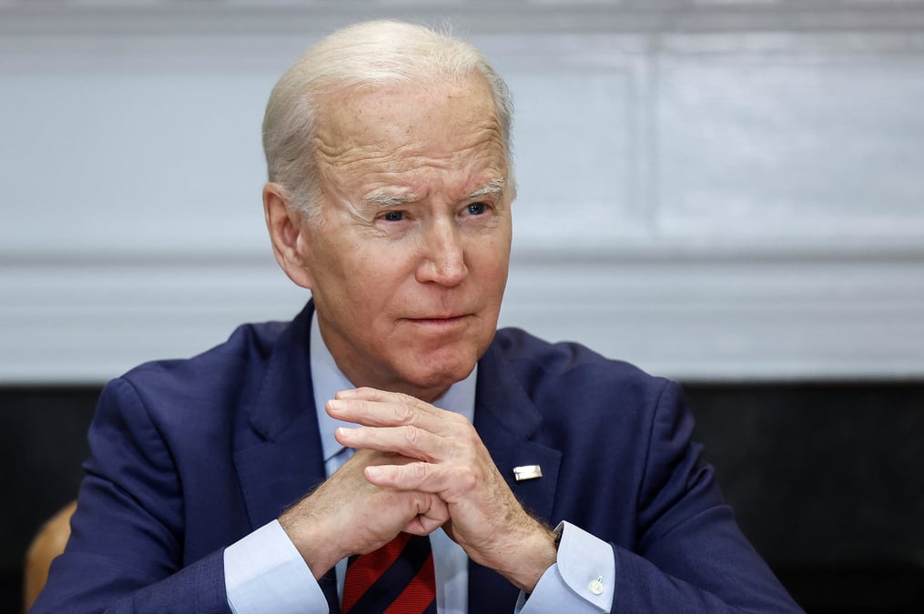 Le president americain joe biden recoit les leaders democrates du congres a la maison blanche a washington
