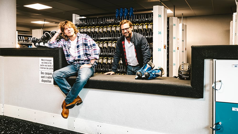Alex Lutz et Nicolas Mathieu à la patinoire d'Epinal, le 26 août 2025.
