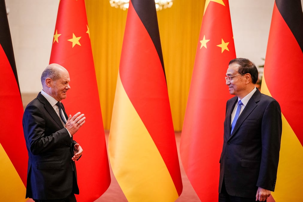 Le chancelier allemand olaf scholz rencontre le premier ministre chinois li keqiang a pekin