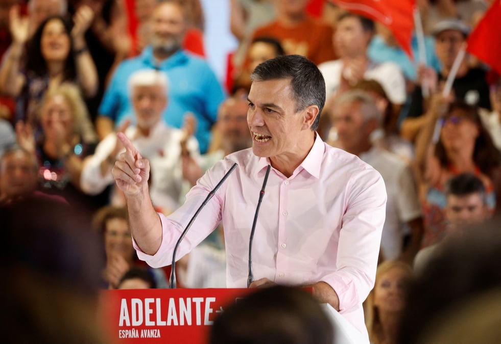 Le dirigeant socialiste espagnol pedro sanchez lors d'un discours