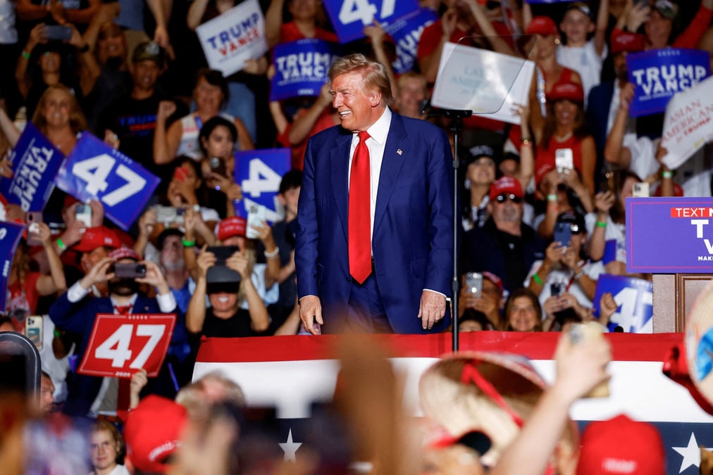 Le candidat republicain a l'election presidentielle et ancien president des etats-unis donald trump lors d'un rassemblement a las vegas