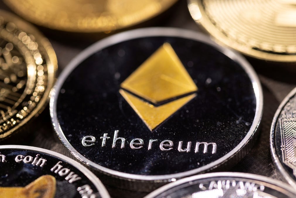 Photo d'illustration de la blockchain open source ethereum et sa monnaie native, l'ether