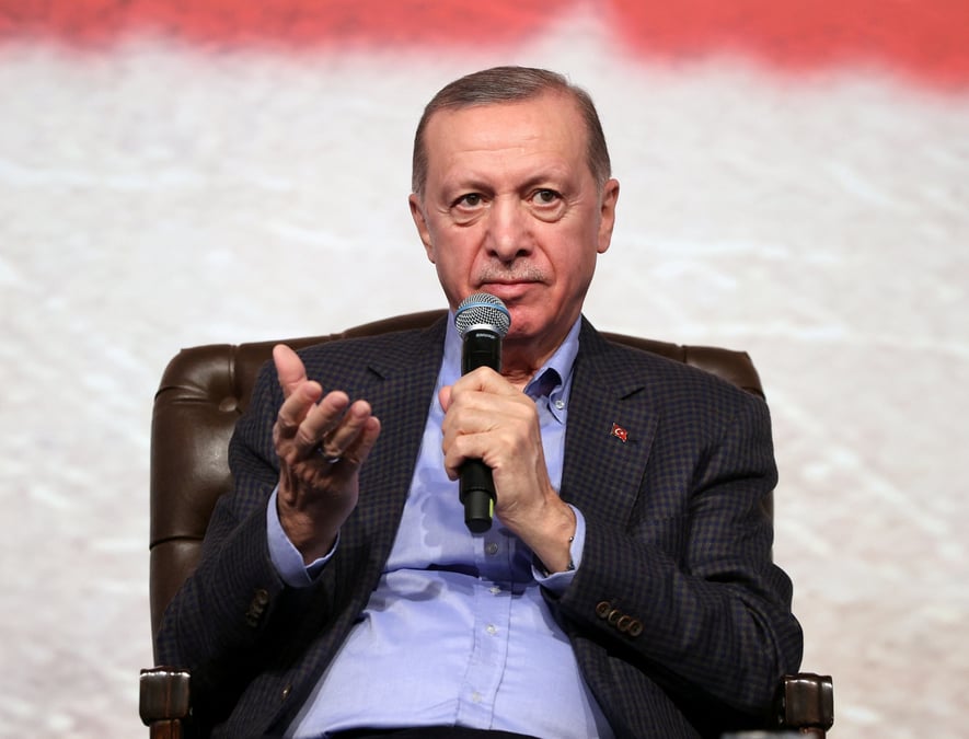 Le president turc erdogan parle lors d'un evenement a bilecik