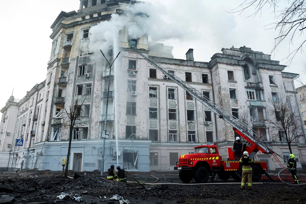Consequences d'une attaque de missile russe a kyiv
