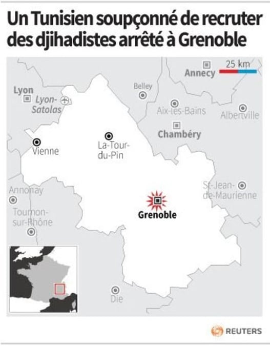 Un Tunisien soupçonné de recruter des djihadistes arrêté à Grenoble