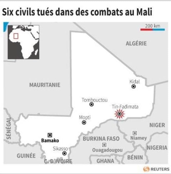 Six civils tues dans des combats au mali