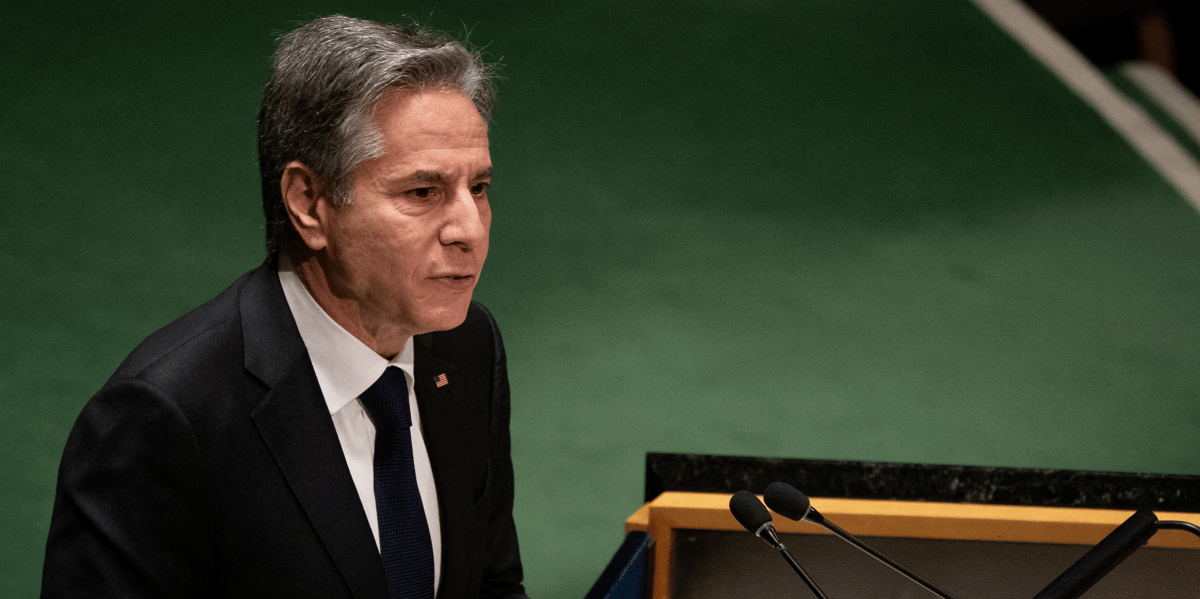 Le secretaire d'etat americain antony blinken s'adresse a l'assemblee generale des nations unies lors de la conference d'examen du traite de non-proliferation nucleaire a new york