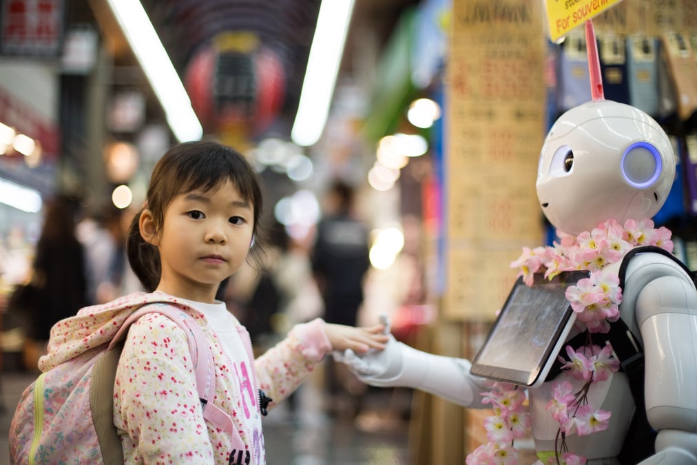 robot, humain, enfant,