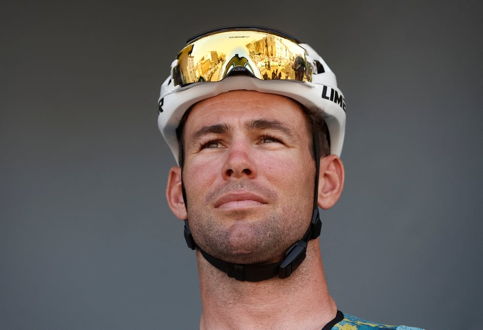 Mark cavendish de l'equipe astana qazaqstan avant la 7e etape du tour de france