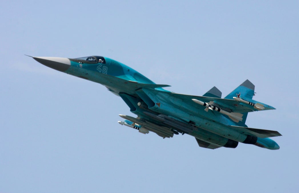 Un avion de chasse sukhoi su-34 lors du maks-2007
