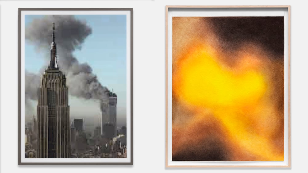 Léa Belooussovitch, « Sequoia National Forest », Californie, États-Unis, série Brasiers, 2023 ; Thomas Ruff, 2004, tirage chromogène sous Diasec.