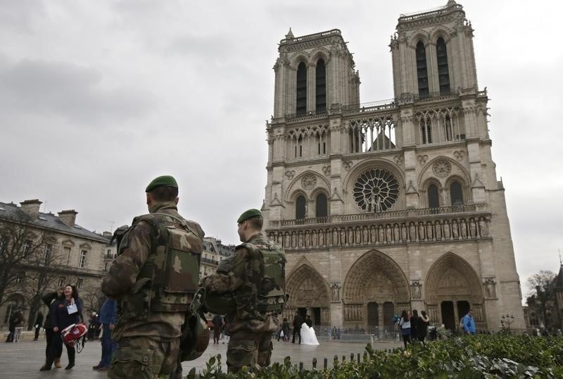 Une voiture avec des bonbonnes de gaz pres de notre-dame