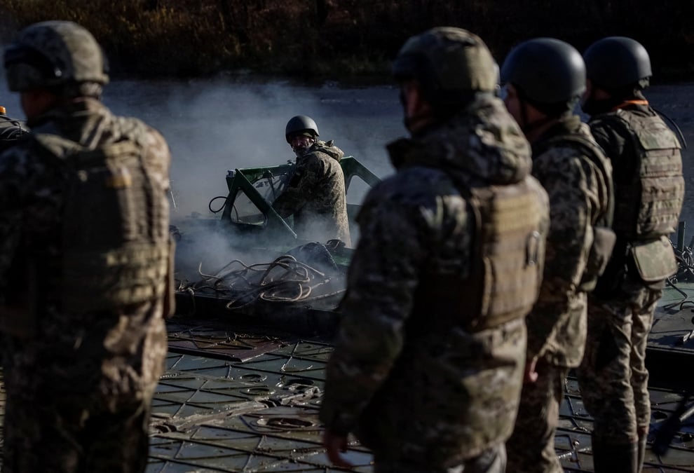 Militaires ukrainiens lors d'un entrainement, dans la region de tchernihiv