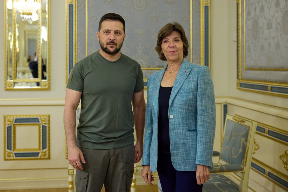 La ministre francaise des affaires etrangeres catherine colonna rencontre le president ukrainien volodimir zelensky a kyiv